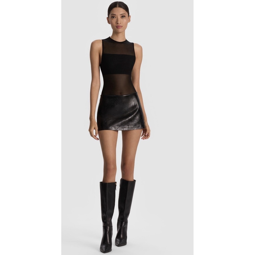 NWT Alice + Olivia Classics Nichol Mock Neck Sleeveless Bodysuit Black Size L
